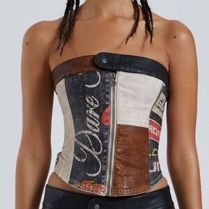 Jaded London Daytona Vegan Leather Corset Top size 0